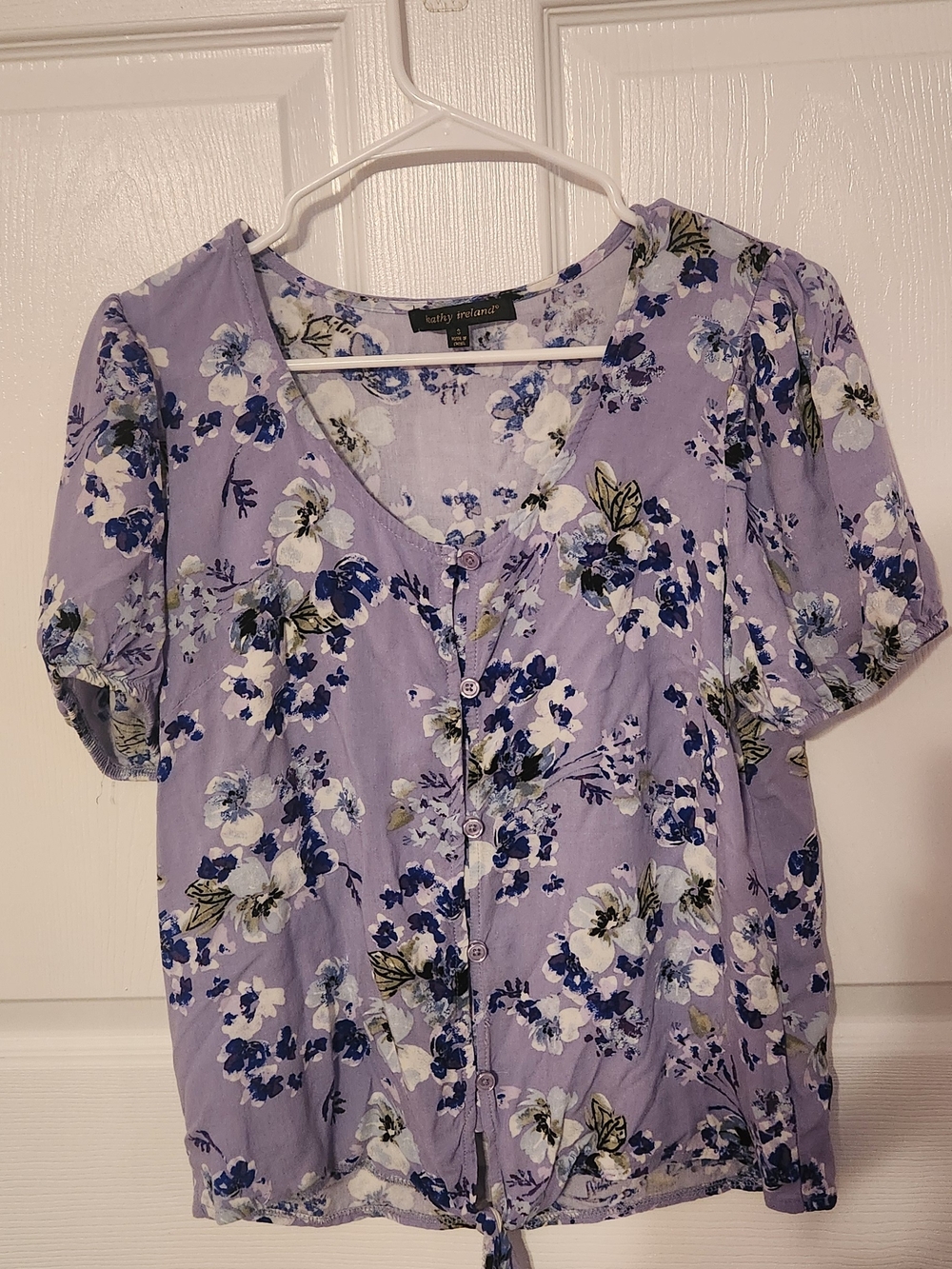 Lush Lavender Floral Button-Front Women's Top -